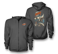 Thumbnail for SIGNAL 616 - How Planes Fly V2 - Zipped Hoodie design on dark gray zipped hoodie