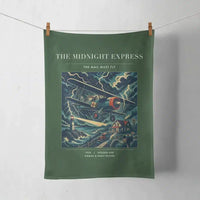Thumbnail for VINTAGE G4033 - The Midnight Express - Designed Towels design on darkgreen