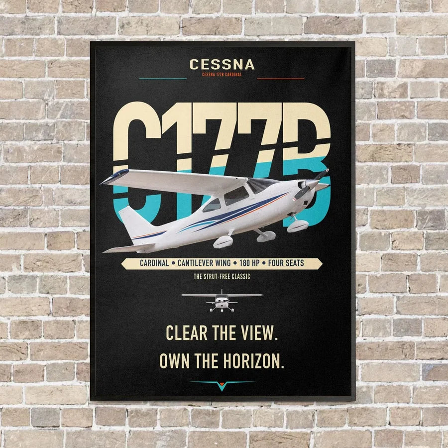 Cessna 177B Cardinal vertical canvas print - framed - black background