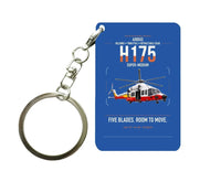 Thumbnail for Airbus H175 design on blue designed key chain, double-side print