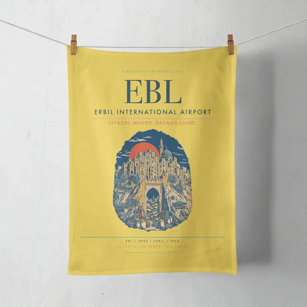 Erbil International Airport (EBL) design on yellow towel