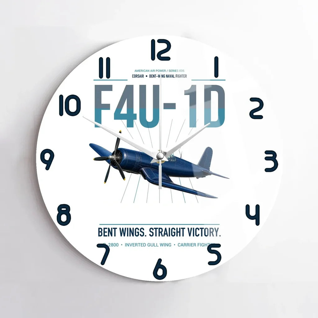 F4U-1D Corsair design on white no frame wall clock