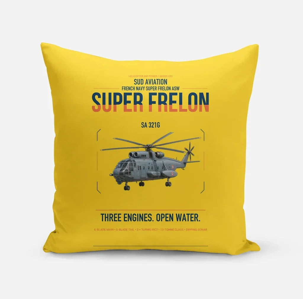 Sud Aviation SA 321G Super Frelon design on yellow pillow