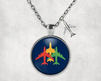 Thumbnail for Colourful 3 Airplanes Necklace - view 3