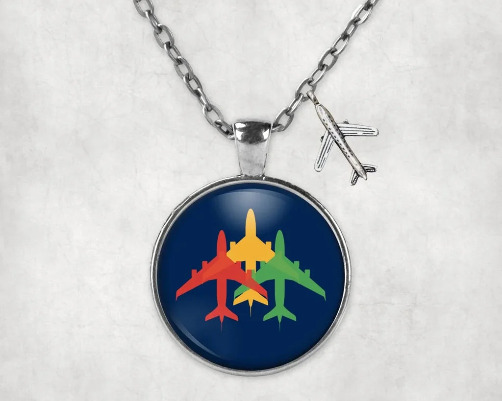 Colourful 3 Airplanes Necklace - view 3
