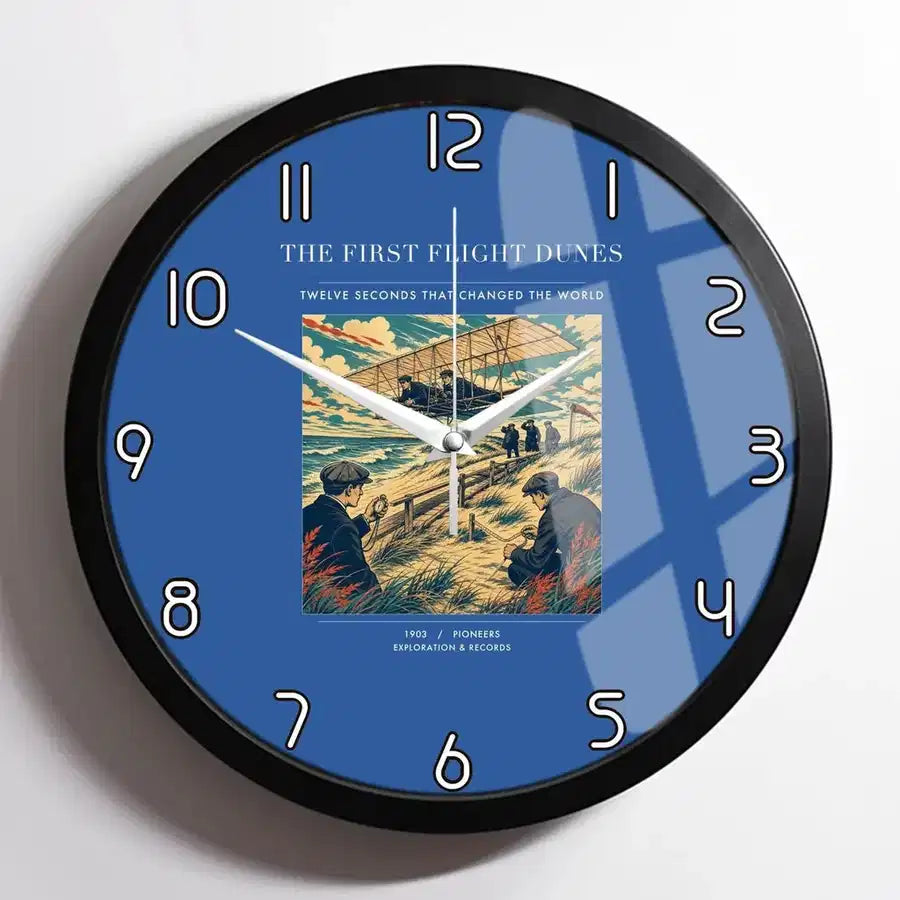 VINTAGE G4000 - The First Flight Dunes - Designed Wall Clocks design on blue framed