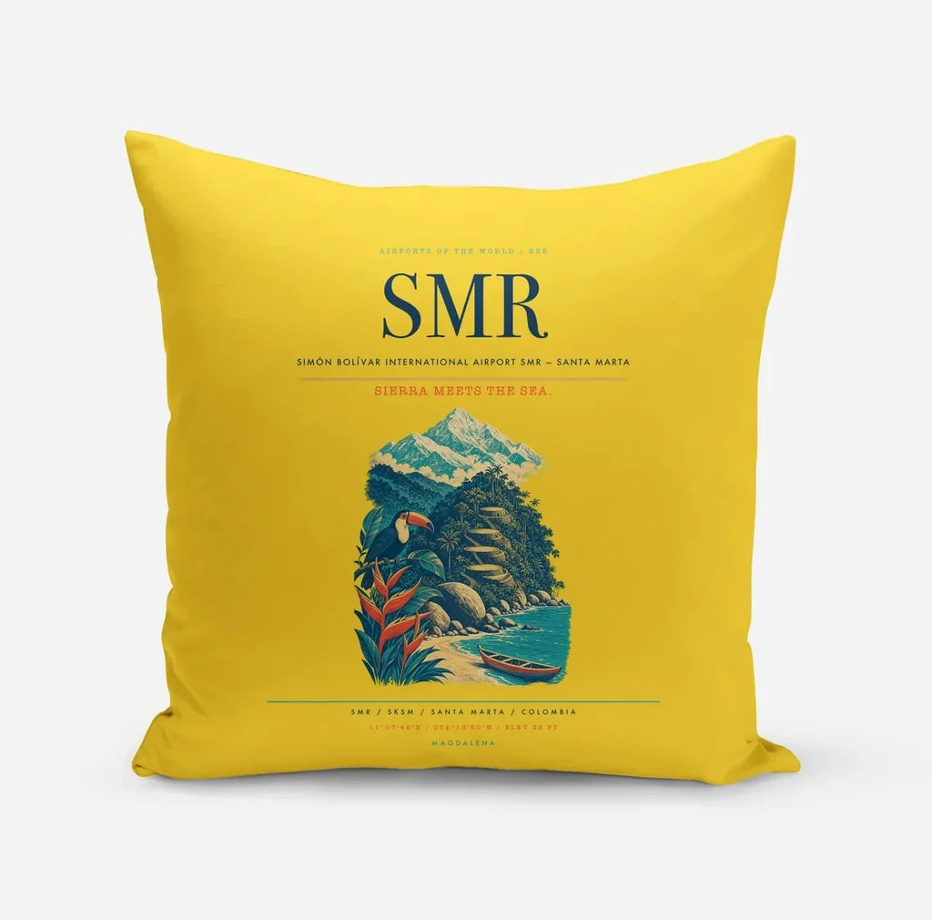 Simón Bolívar International Airport (SMR) design on yellow pillow