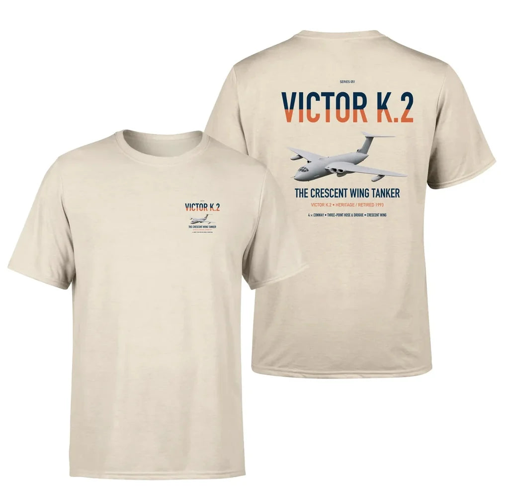 Handley Page Victor K.2 design on beige double-side t-shirt, double-side print