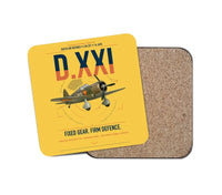 Thumbnail for Fokker D.XXI — Dutch LVA aircraft 221 design on yellow 1 piece coaster