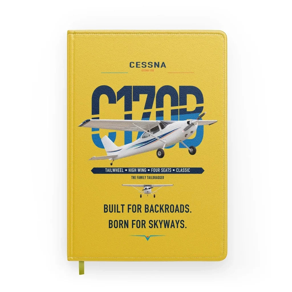 Cessna 170B design on yellow notebook