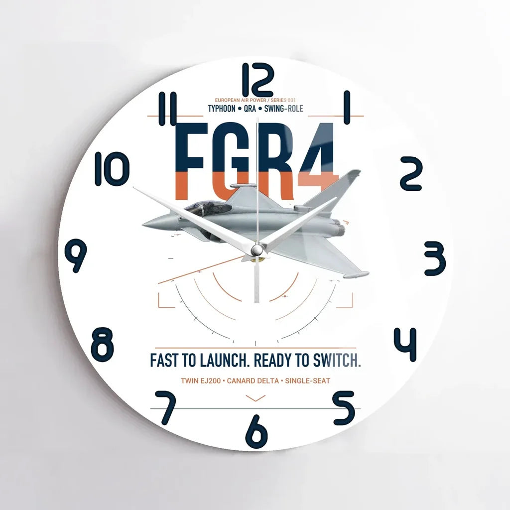 Eurofighter Typhoon FGR4 design on white no frame wall clock