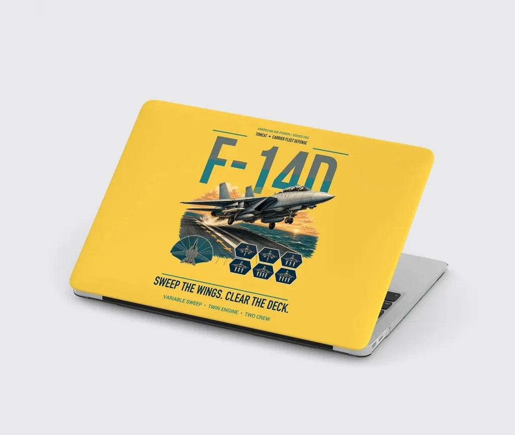 F-14D Tomcat design on yellow MacBook case