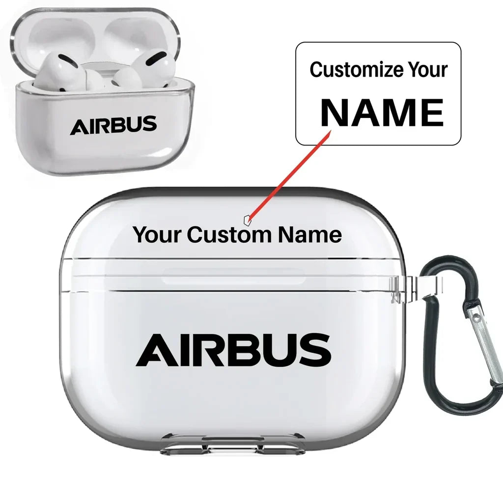 Airbus & Text AirPods Pro transparent case - With Buckle +Name
