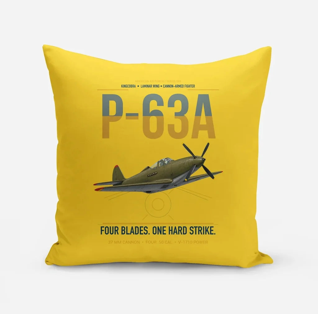 P-63A Kingcobra design on yellow pillow