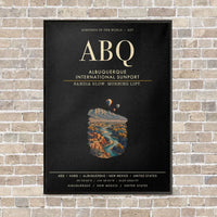Thumbnail for Albuquerque International Sunport ABQ vertical canvas print - framed - black background