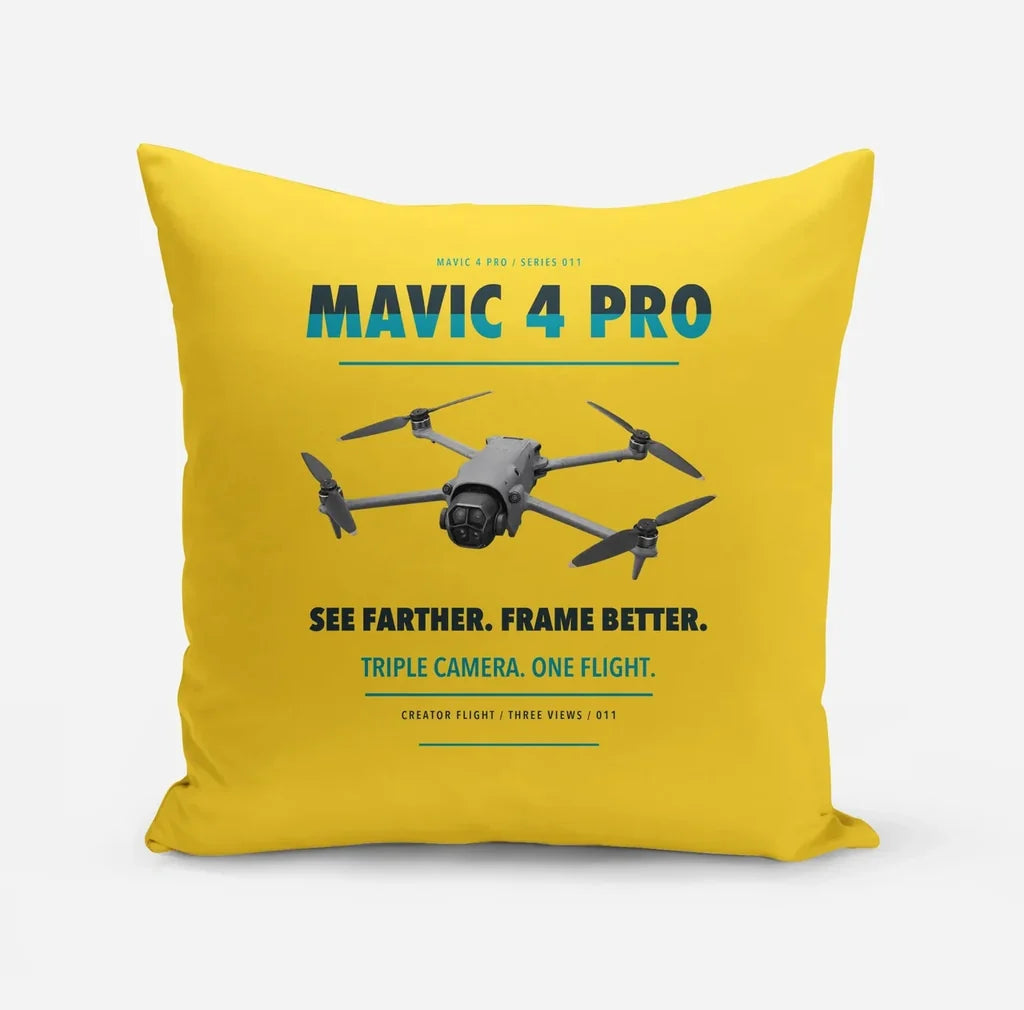 DJI Mavic 4 Pro design on yellow pillow