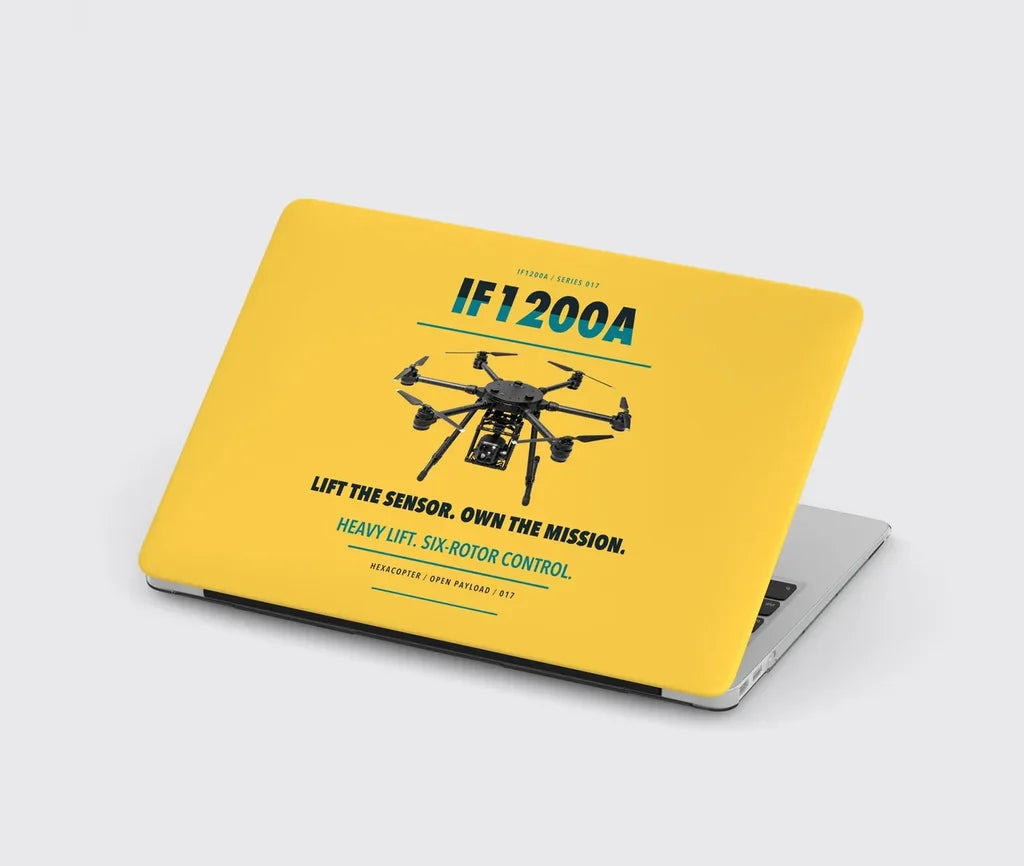 Inspired Flight IF1200A design on yellow MacBook case