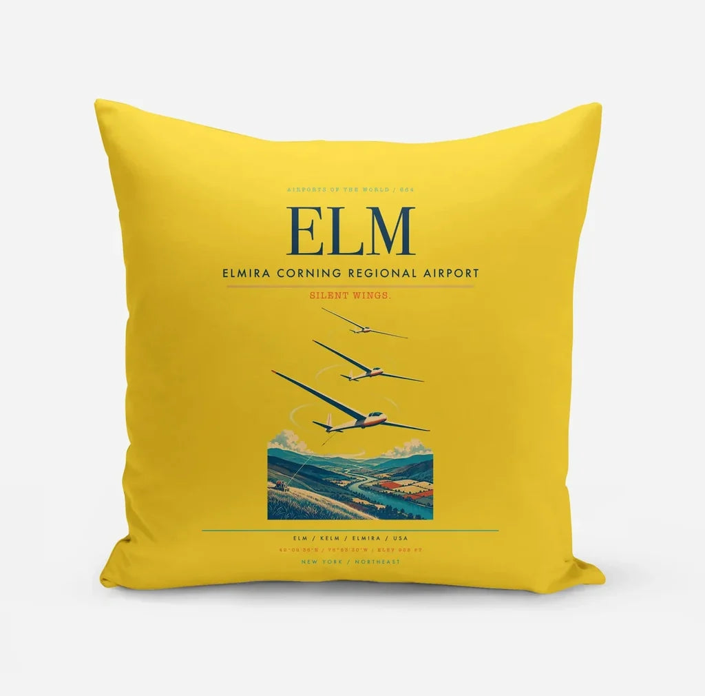 Elmira Corning Regional Airport (ELM) design on yellow pillow