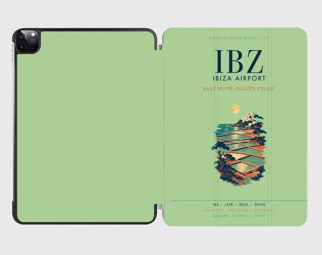 Ibiza Airport (IBZ) design on light green ipad tablet case