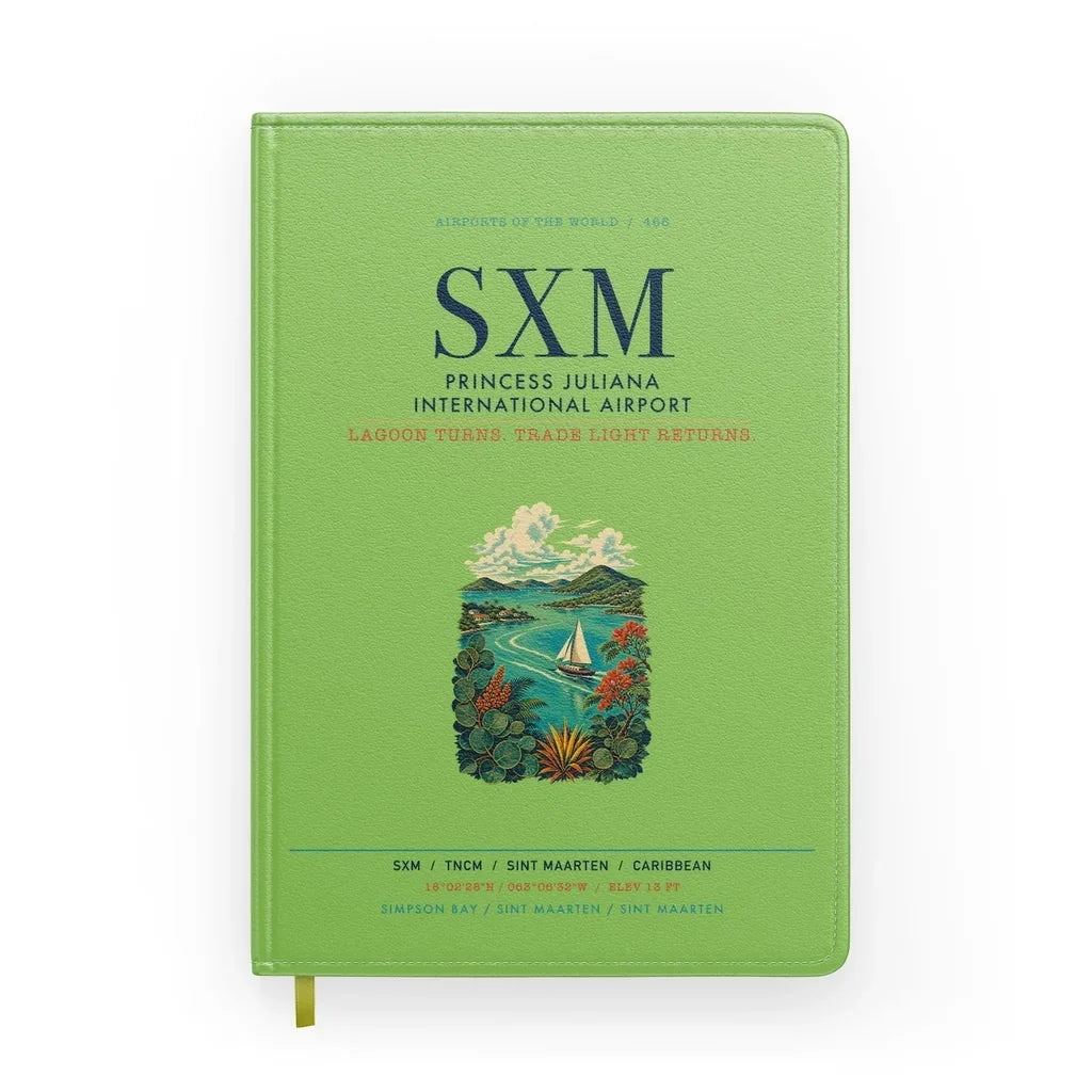 Princess Juliana International Airport Sint Maarten (SXM) design on light green notebook