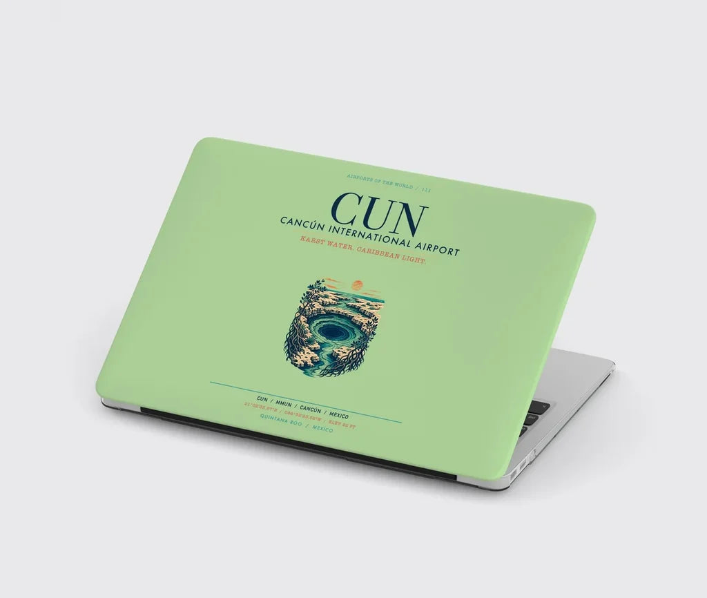 Cancún International Airport (CUN) design on light green MacBook case