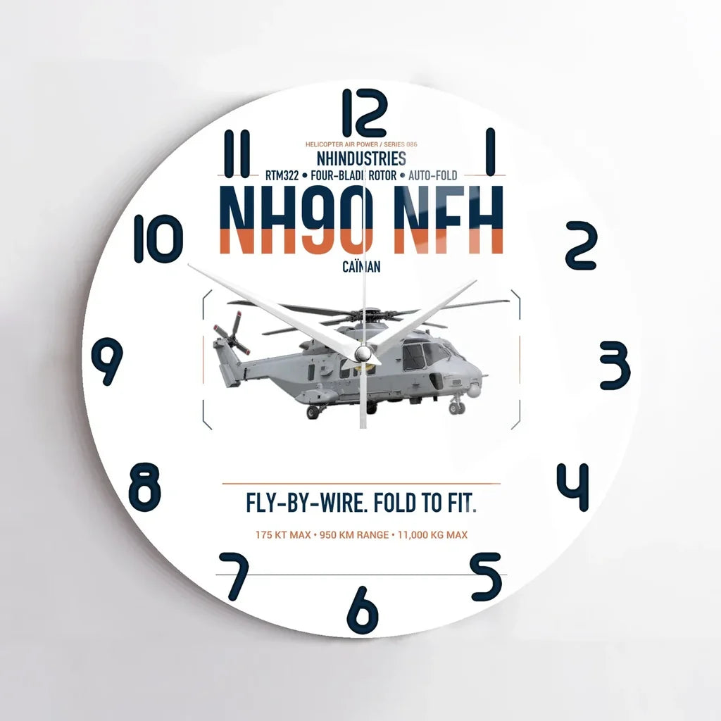 NHIndustries NH90 NFH Caïman design on white no frame wall clock