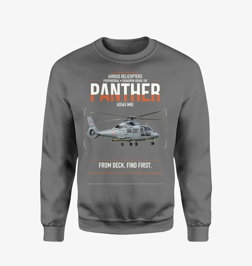 Airbus Helicopters AS565 MBe Panther design on gray sweatshirt