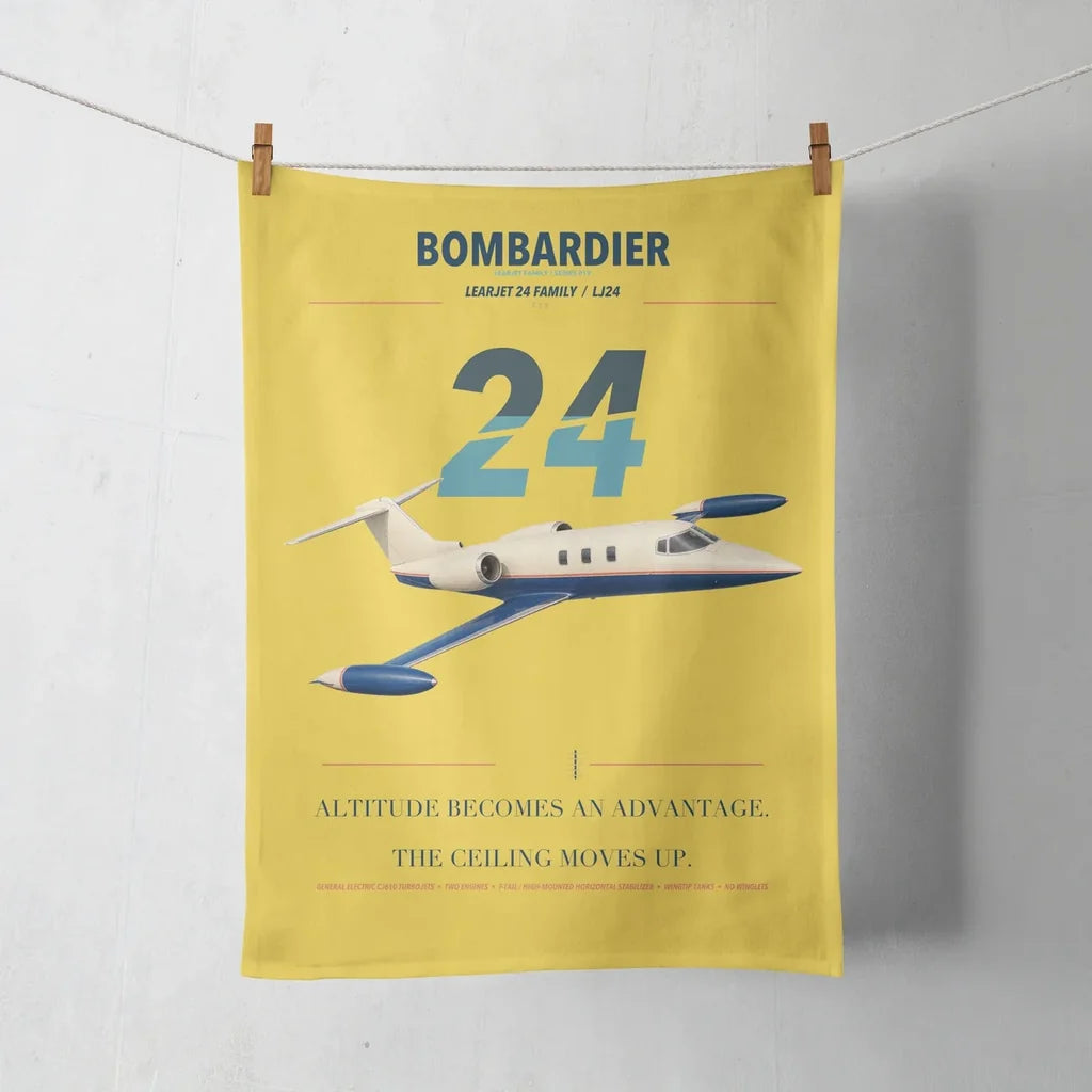 Bombardier Learjet 24 design on yellow towel