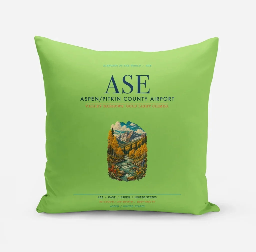 Aspen - Pitkin County Airport (ASE) design on light green pillow