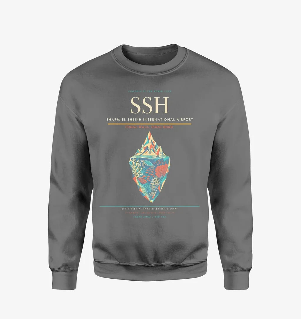 Sharm El Sheikh International Airport (SSH) design on gray sweatshirt