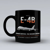 Thumbnail for E-4B Nightwatch design on black ceramic mug, double-side print