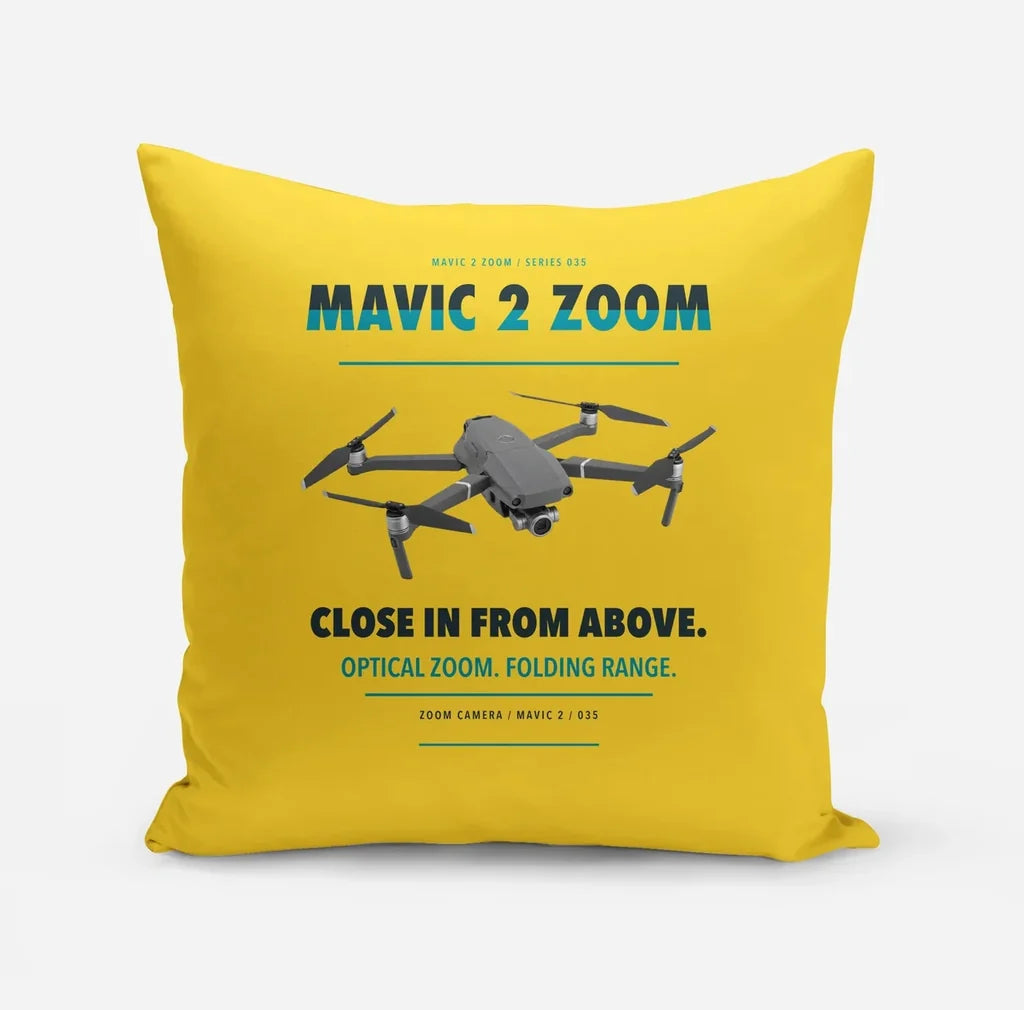 DJI Mavic 2 Zoom design on yellow pillow