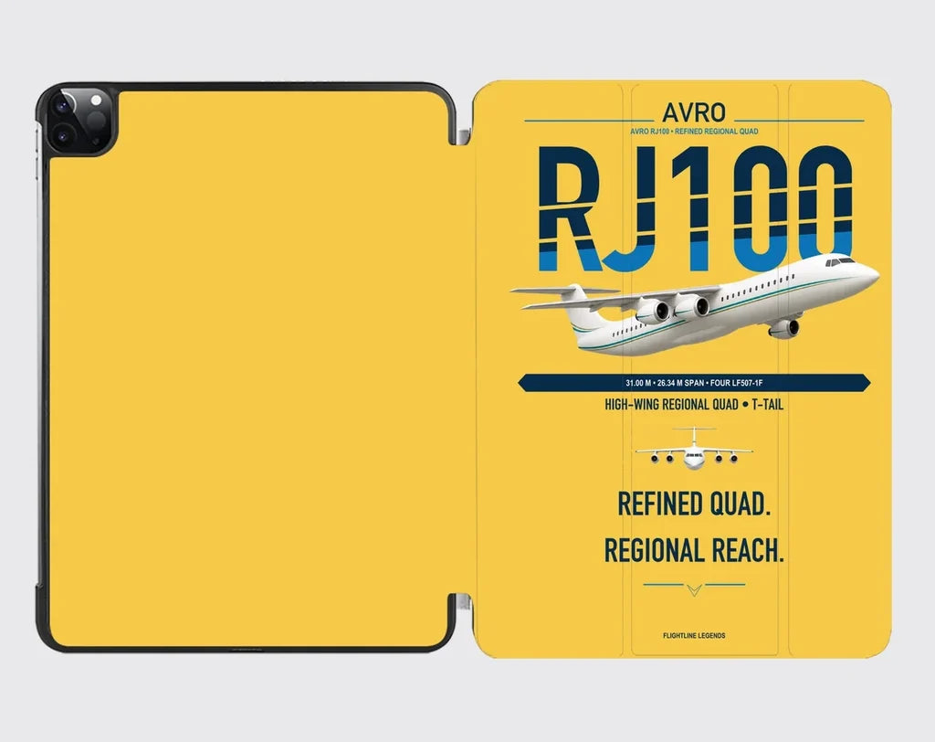 Avro RJ100 design on yellow ipad tablet case