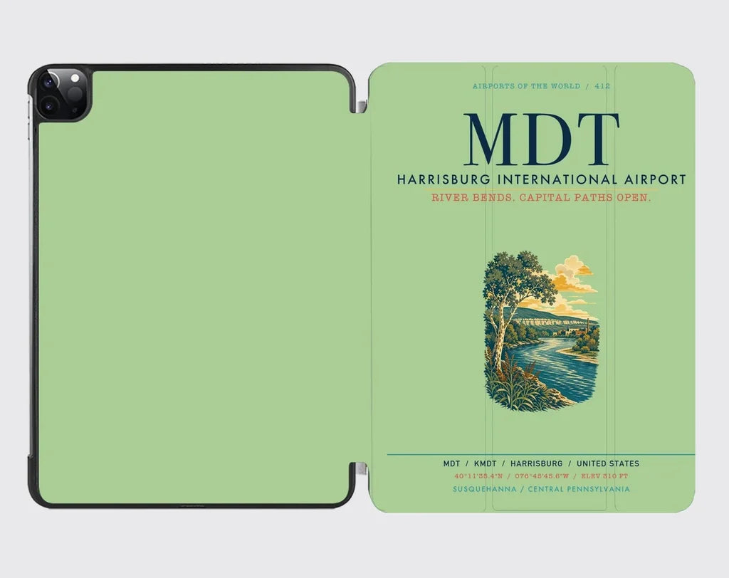Harrisburg International Airport (MDT) design on light green ipad tablet case