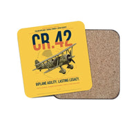 Thumbnail for Fiat CR.42 Falco design on yellow 1 piece coaster
