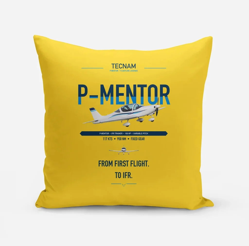 Tecnam P-Mentor design on yellow pillow
