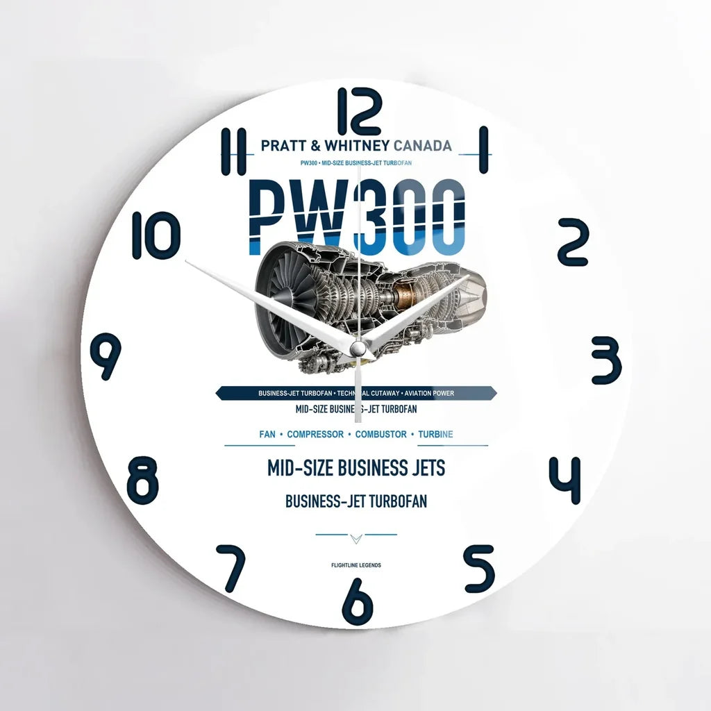 PW300 design on white no frame wall clock