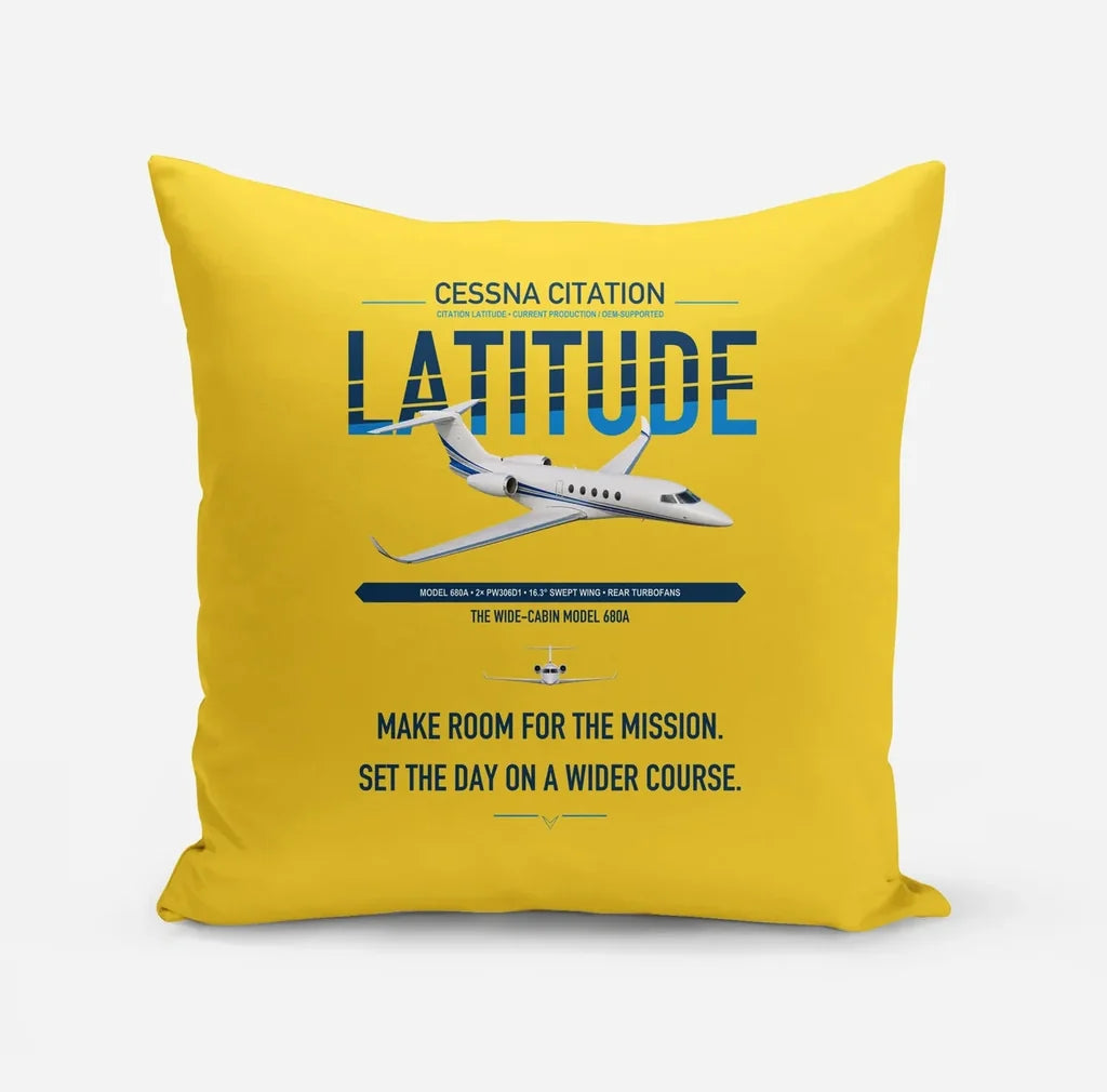 Cessna Citation Latitude design on yellow pillow