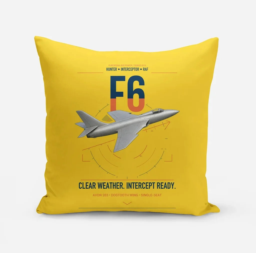 Hawker Hunter F6 design on yellow pillow
