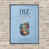 Thumbnail for Ibiza Airport IBZ vertical canvas print - framed - light blue background