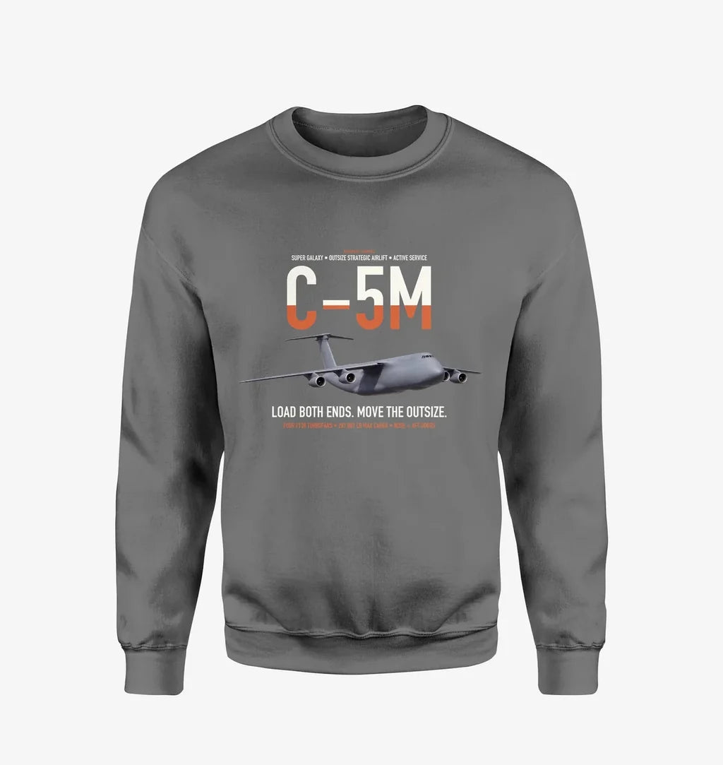 C-5M Super Galaxy design on gray sweatshirt