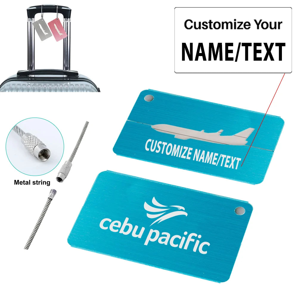 Cebu Pacific Aluminum Airplane Luggage tag, Blue + NAME