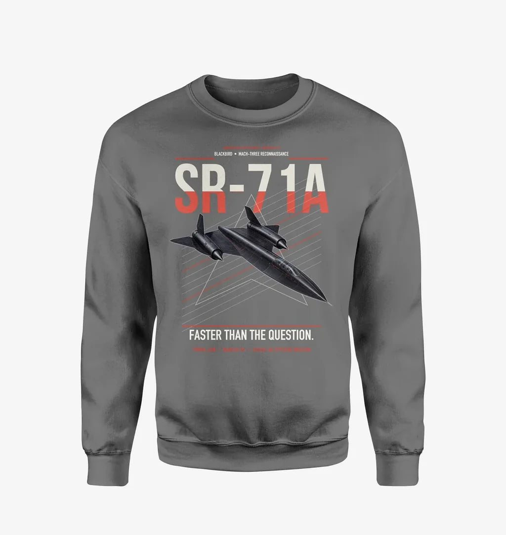 SR-71A Blackbird design on gray sweatshirt