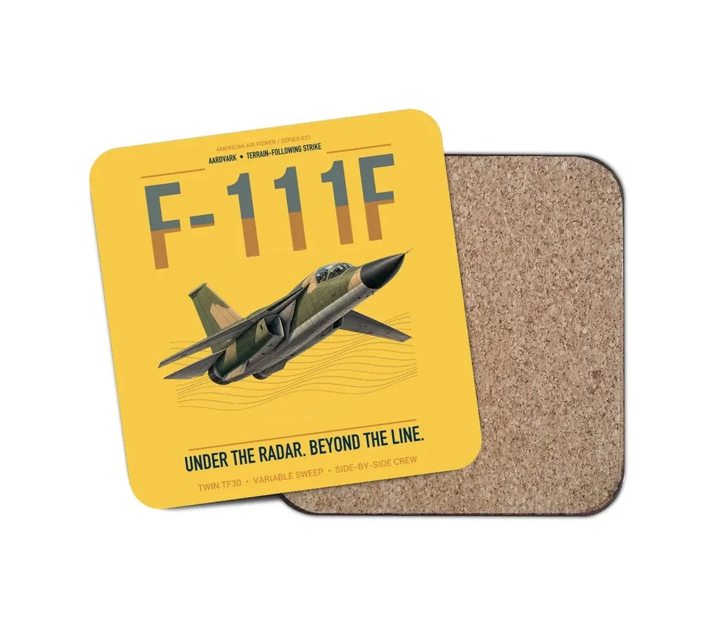 F-111F Aardvark design on yellow 1 piece coaster