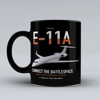 Thumbnail for E-11A BACN design on black ceramic mug, double-side print