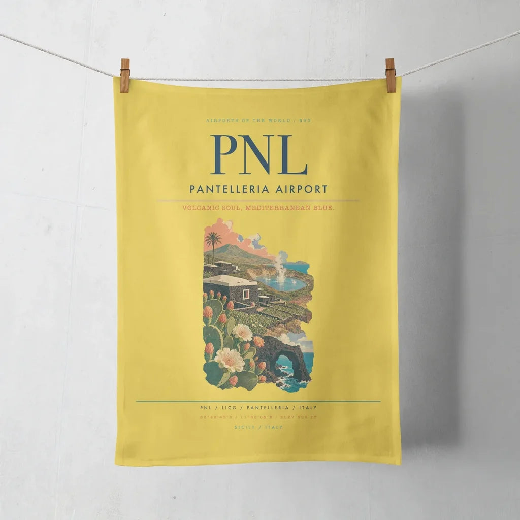 Pantelleria Airport (PNL) design on yellow towel