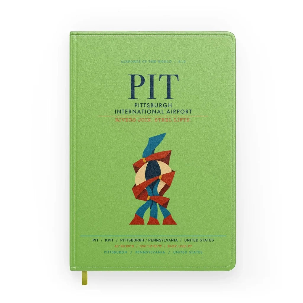 Pittsburgh International Airport (PIT) design on light green notebook