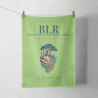 Thumbnail for Kempegowda International Airport Bengaluru (BLR) design on light green towel