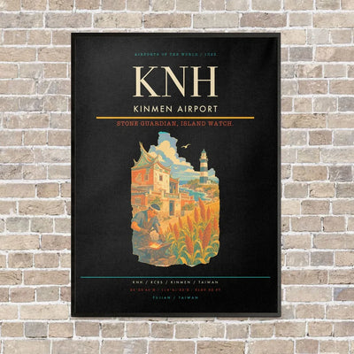 Kinmen Airport KNH vertical canvas print - framed - black background