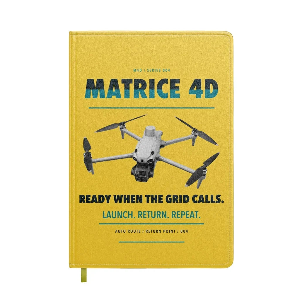 DJI Matrice 4D design on yellow notebook